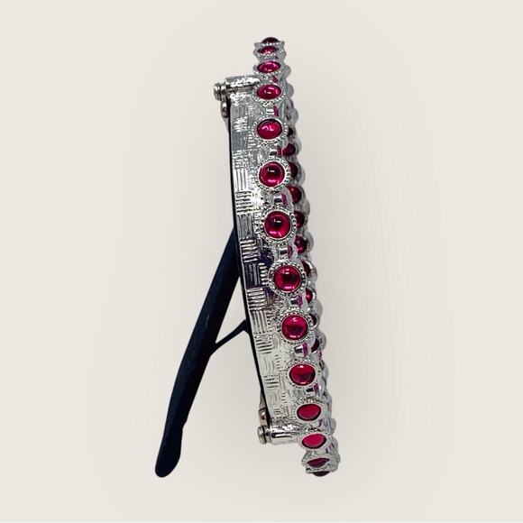 Papyrus Round Pink & Silver Bejeweled 4" x 4" (5" x 5")  Round Picture Frame - Picture 3 of 6